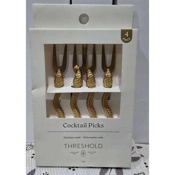 No.2 New Threshold Snake Cocktail Picks – 4pc Gold Stainless Steel - Picture 4 of 7